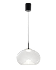 Brena - Lampada a sospensione singola trasparente di Fabas Luce - Led 14W dimmerabile - Lampada da soffitto - Diametro 33cm