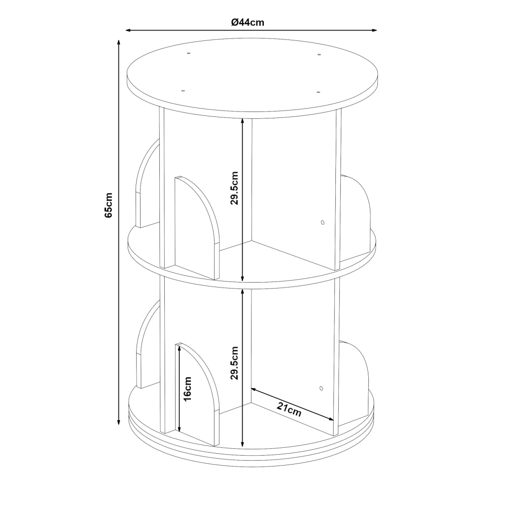 Libreria Girevole Chasek per Cameretta a 2 Livelli in Legno di Pino 65 x Ø44 cm [en.casa]