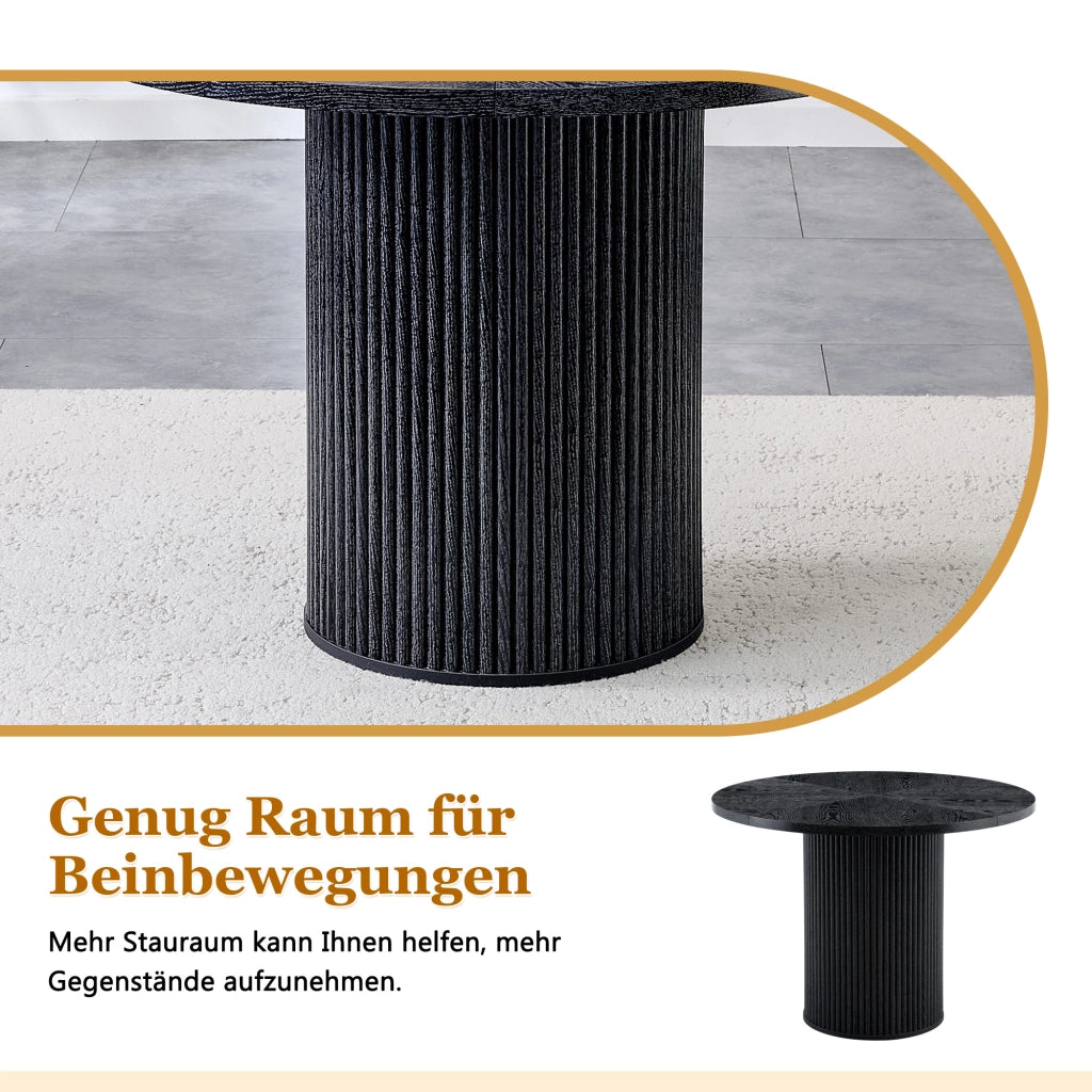 Tavolo da Pranzo Rotondo in MDF ¨C MINIMAL ¨C Nero, 100 cm, 4-6 Persone