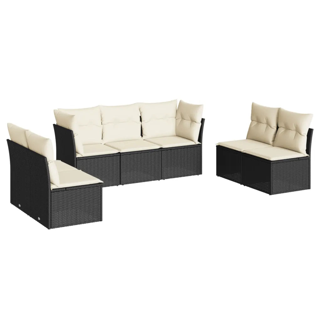 Set Divani da Giardino con Cuscini 7pz Nero Polyrattancod mxl 87362