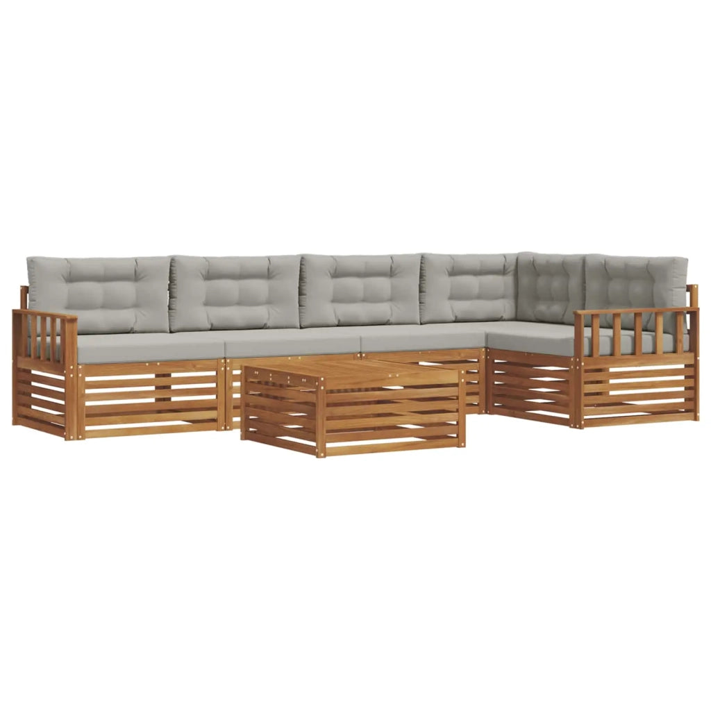 Set di divani da esterno 6 pcs Grigio Naturale e Chiaro