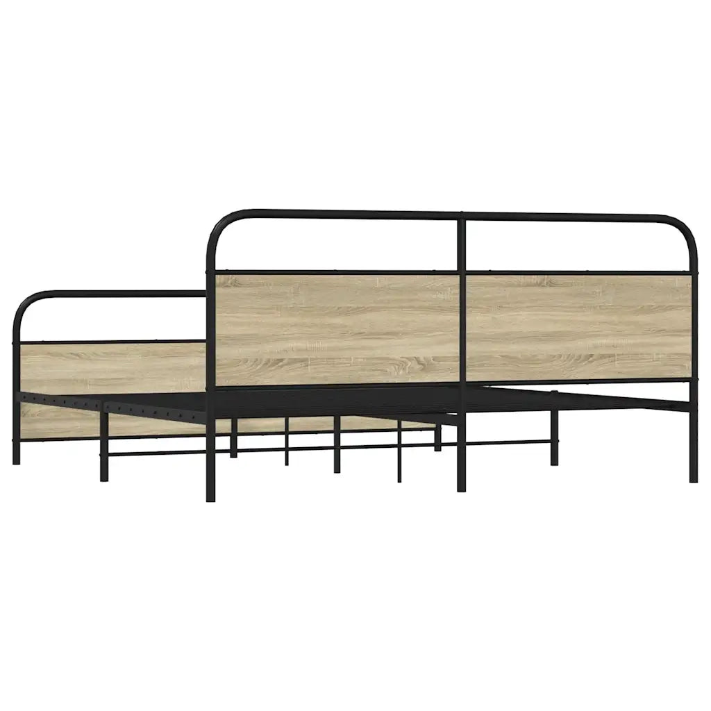 Letto matrimoniale | Letto per adulti | Giroletto senza Materaso in Metallo Rovere Sonoma 200x200 cm