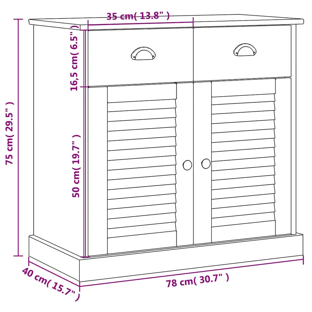 Credenza con Cassetti VIGO 78x40x75cm Legno Massello Pino