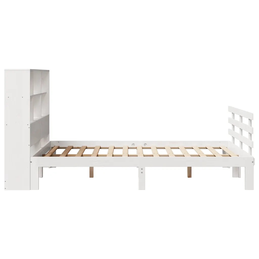 Letto Libreria senza Materasso Bianco 140x200 cm Legno di Pino 3322758