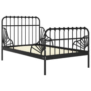Letto da camera | Giroletto Estendibile Nero in Metallo 80x130/200 cm