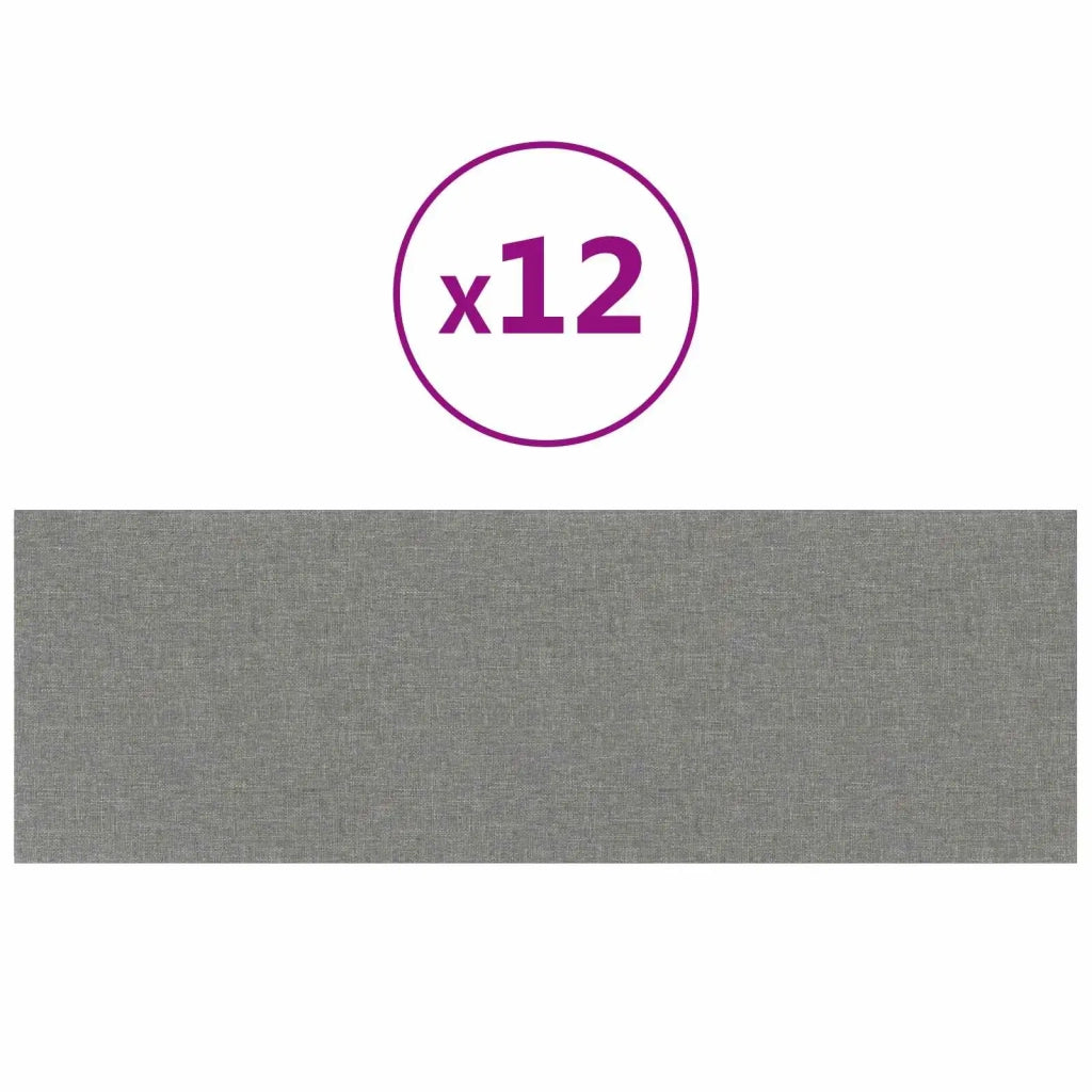 Testiera da Parete 12 pcs Grigio chiaro 90 x 30 cm Tessuto