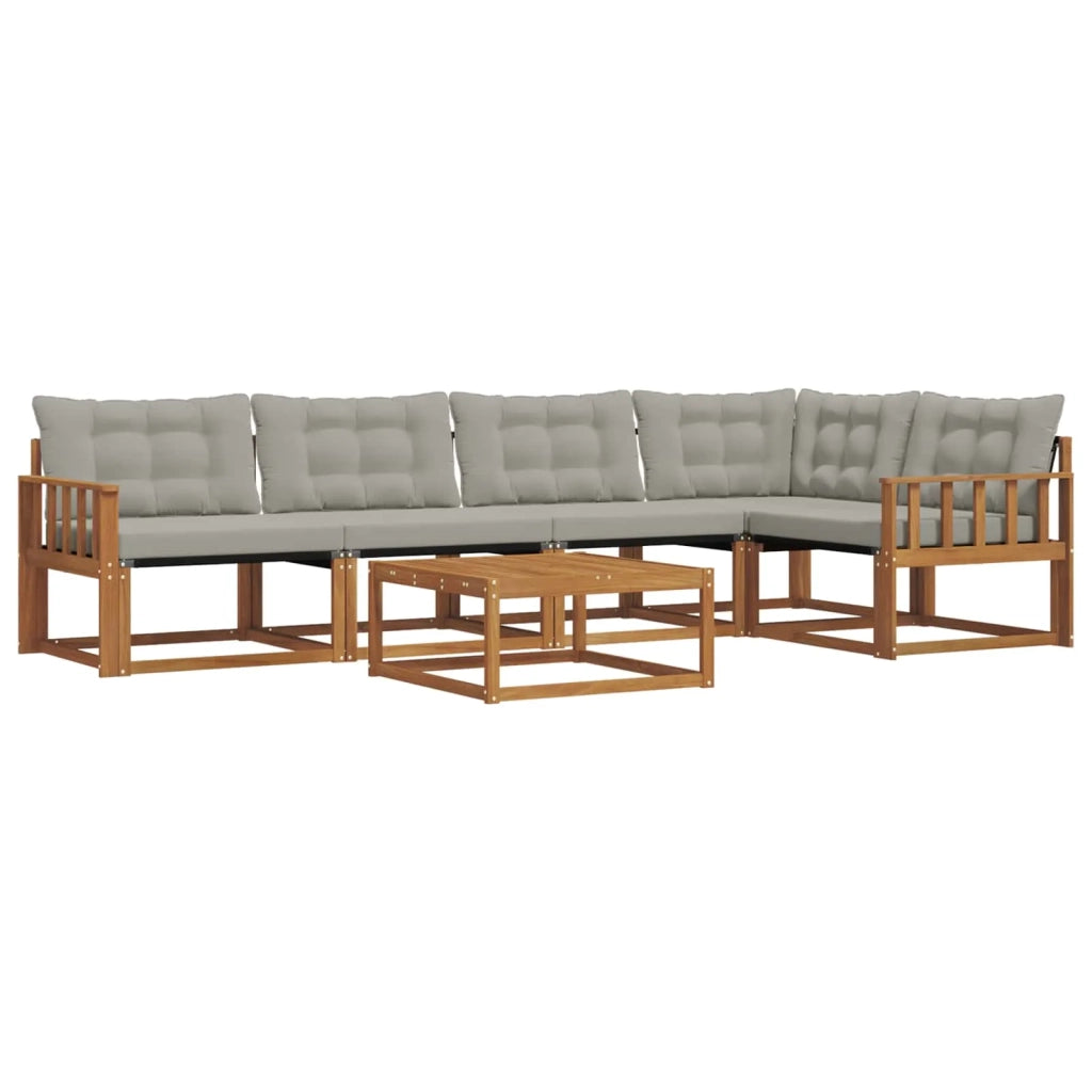 Set di divani da esterno 6 pcs Grigio Naturale e Chiaro