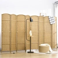 Separè 8 parti pieghevole, Protezione della Privacy, Parete divisoria per Soggiorno, Camera da Letto, Ufficio domestico, Legno naturale