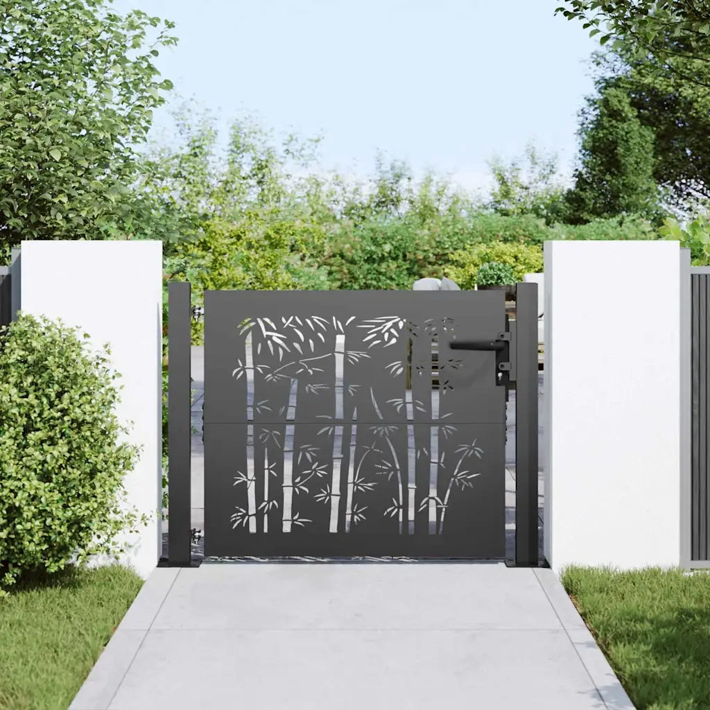 Cancello da giardino con blocco Nero 110 x 105 cm