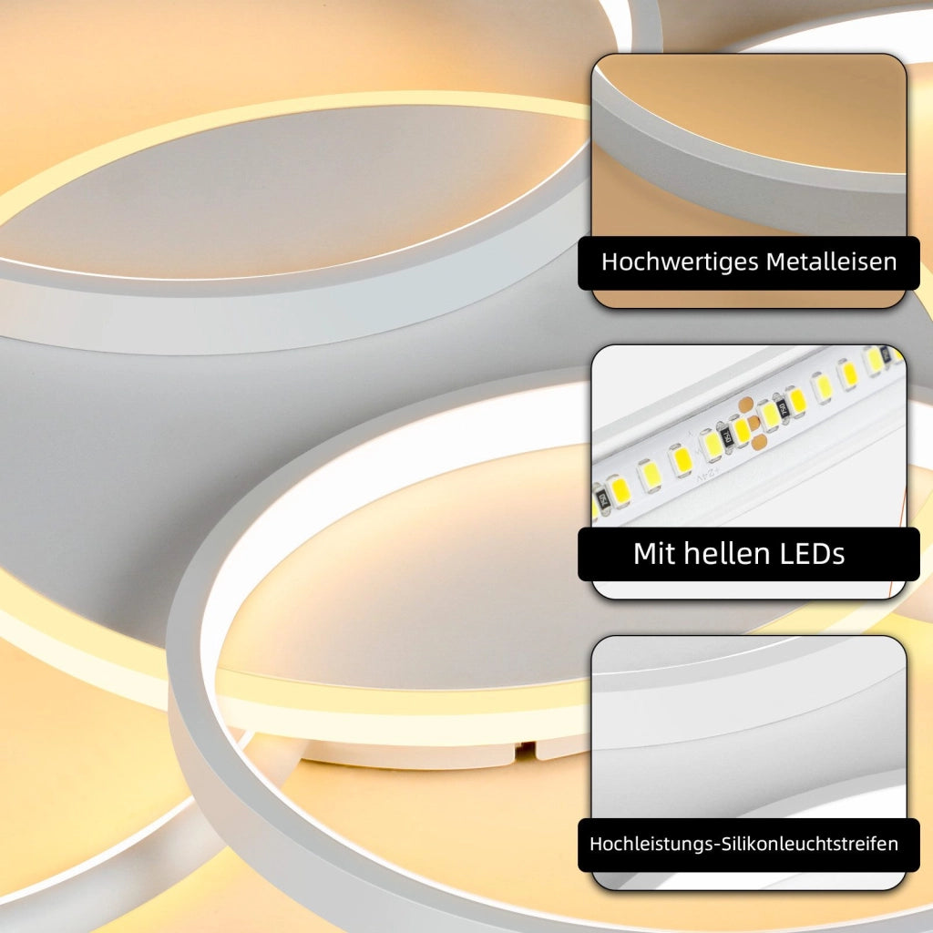 ZMH Lampada da soffitto plafoniera LED dimmerabile 5 anelli 70W telecomando per soggiorno ufficio