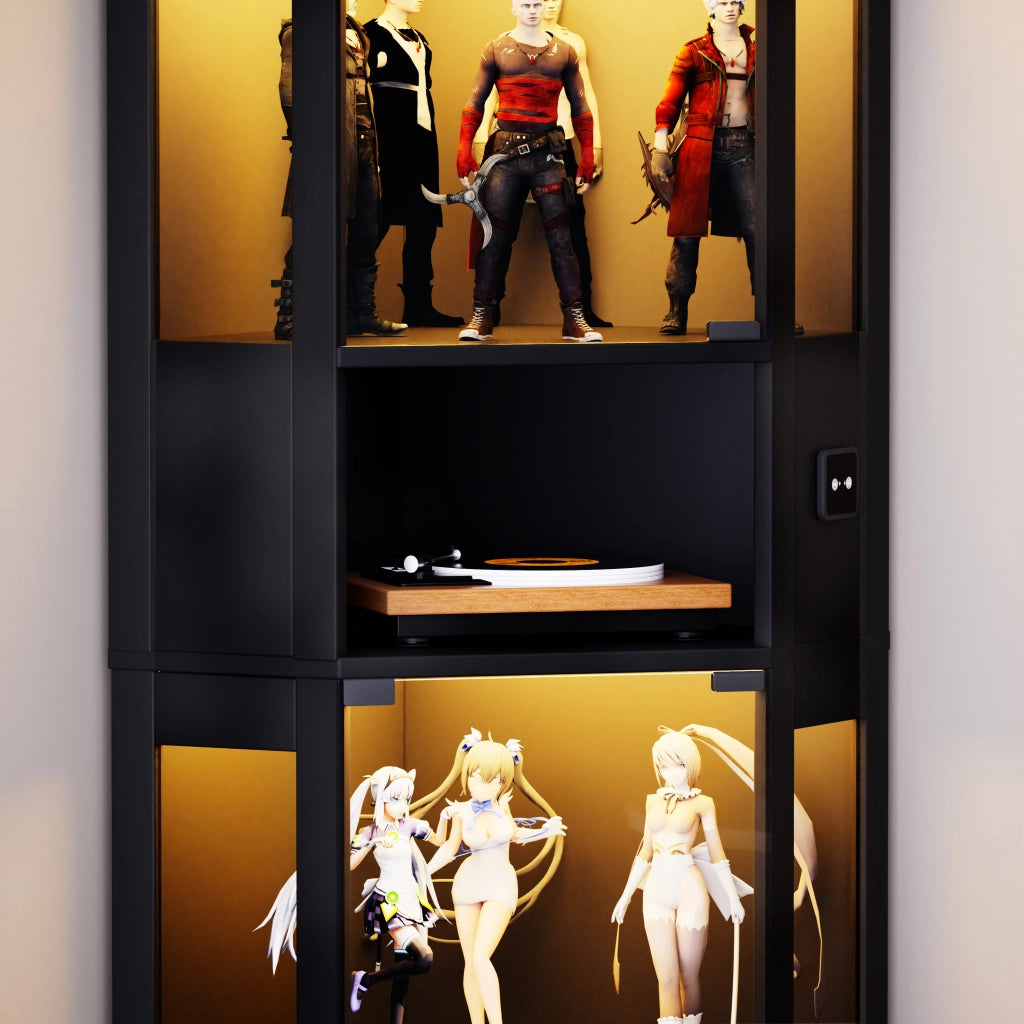 VETRINA in vetro 57x165x40 cm Nero con illuminazione LED