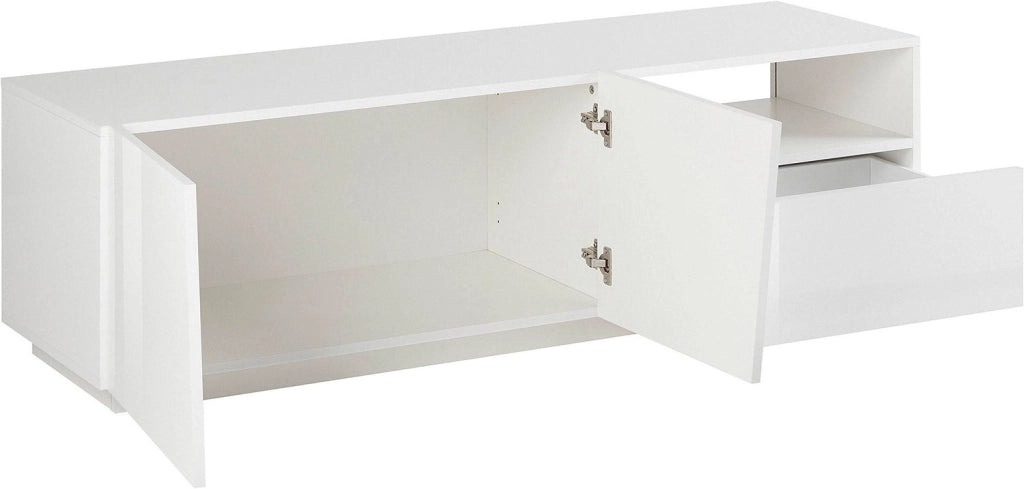 Mobile TV 2 Ante 1 Cassetto 150x43x46 cm Vega Bianco Lucido