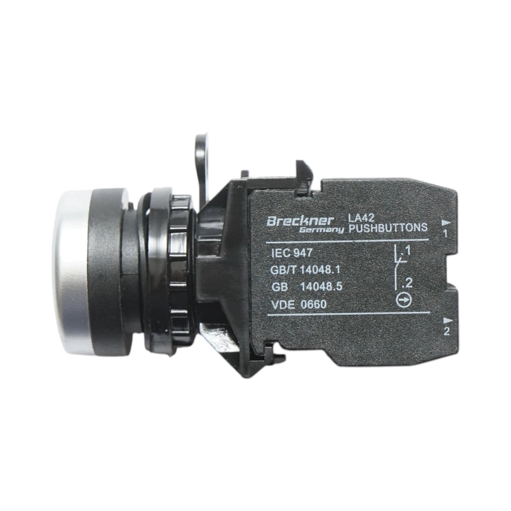 Interruttore a pulsante con ritorno 1NO+1NC verde, 10A/600V AC, 1A/250V DC LA42 Breckner Germany
