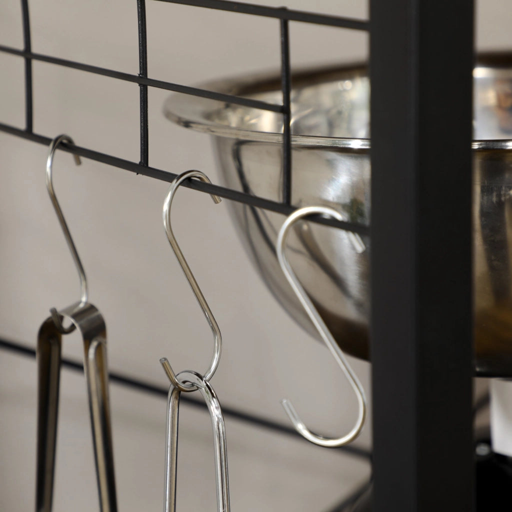 Scaffale Cucina con Multipresa 60x42x153 cm in Legno e Acciaio Marrone Rustico