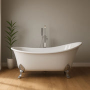 Vasca da bagno free standing ovale con piedini bianco lucido 160 x 75 x 84cm