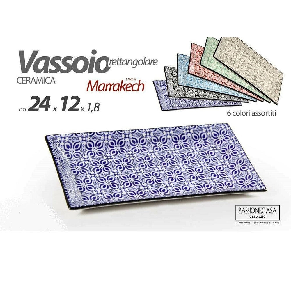 Trade Shop - Vassoio Rettangolare Marrakech Multiuso 24x12x1,8 Cm 6 Colori Assortiti 771668 -