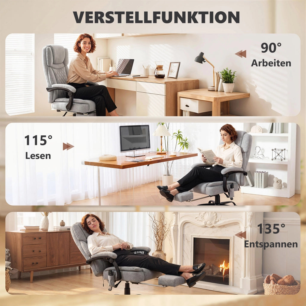Sedia da ufficio con massaggio ¨C zephmum ¨C grigio, imbottita, regolabile