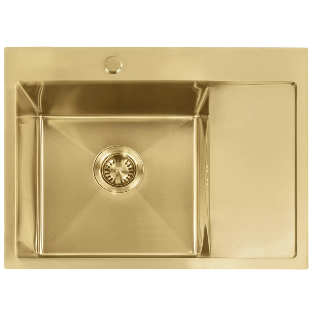 Lavello In Acciaio Fin Brush Gold con rubinetto da cucina