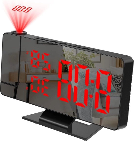 Alarme da 180° con 78" Schermo LED Retrovisore Orario Digitale con Modalità Giornata-Lavoro - Rosso