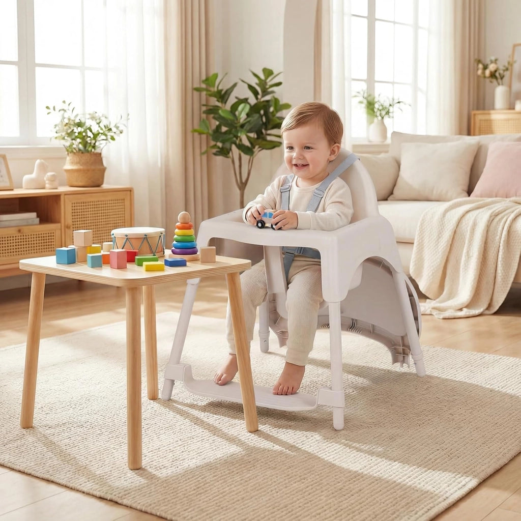 4 in 1 Seggiolone per Bambini, Vassoio Doppio Rimovibile | Cintura di Sicurezza a 5 Punti, Poggiapiedi Reversibile, per Bambini 6-36 Mesi