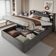 Letto multifunzione 180x200 cm con vano contenitore e USB-C