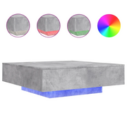 Tavolino da salotto | Tavolino da caff¨¨ | Tavolino da Soggiorno con Luci LED Grigio Cemento 100x100x31 cm