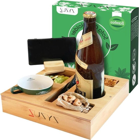 Tavolo da snack con supporto per telefono - tavolo bar da dienst con supporto per telefono - organizzatore di snack robusto con supporto per bicchieri - tavolo da camper - tavolo da banco - cassetti - snack bar.