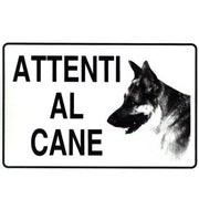 Trade Shop - Cartello Attenti Al Cane 20x30 Cm Pvc Rigido Adesivo Segnaletica Sicurezza -