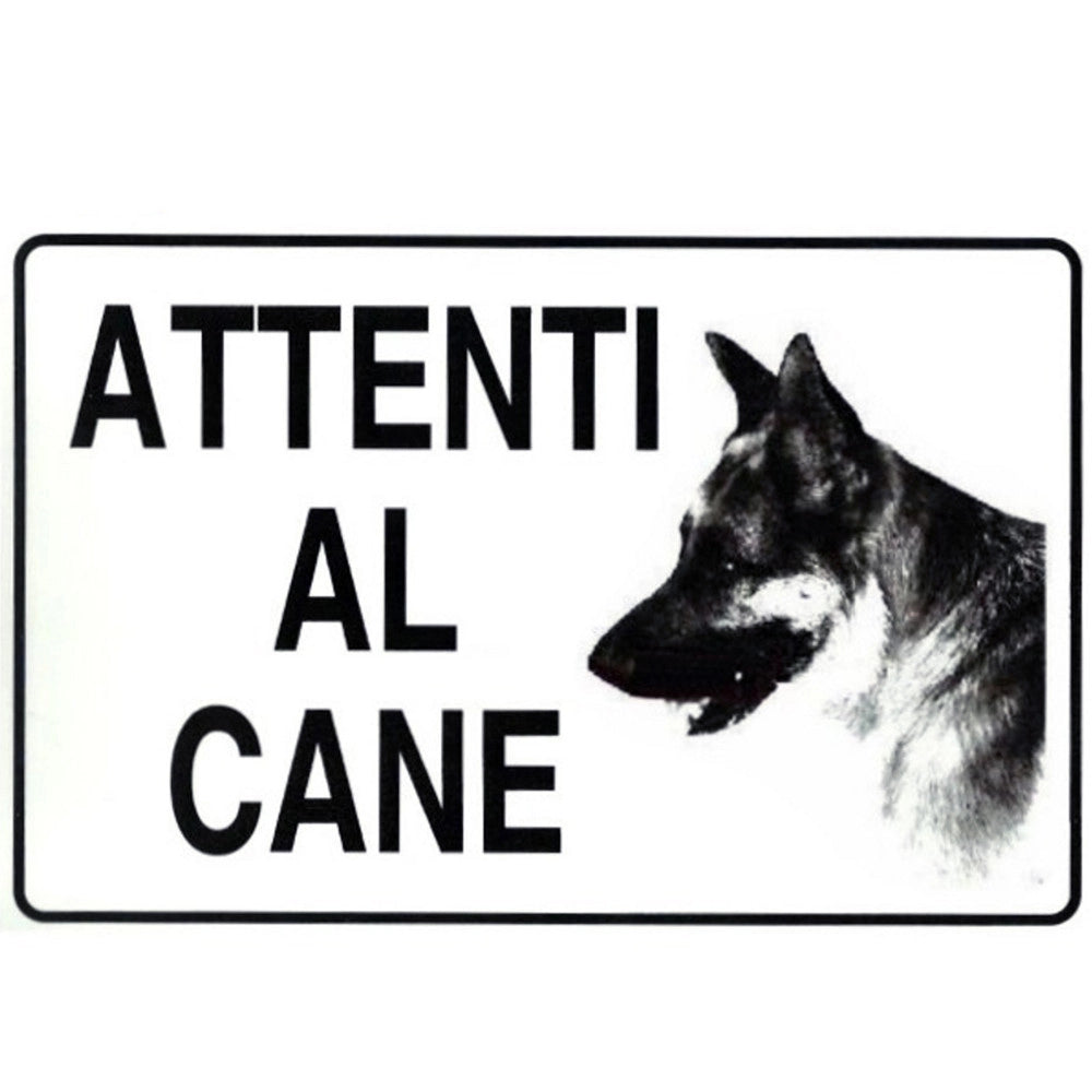 Trade Shop - Cartello Attenti Al Cane 20x30 Cm Pvc Rigido Adesivo Segnaletica Sicurezza -