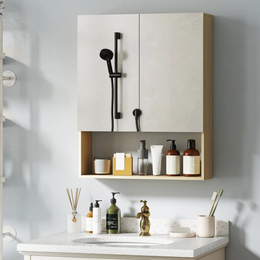 Armadietto Bagno con Specchio e Ripiani ¨C Zephmum ¨C Rovere 60x30x30