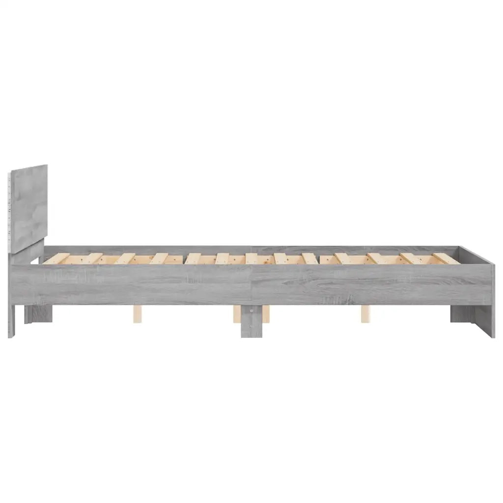Giroletto con Testiera e LED-Struttura Letto con testiera Grigio Sonoma 140x190 cm 977829
