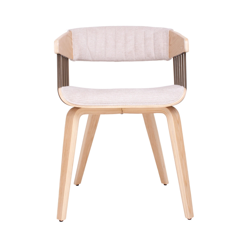 Brema - Set 2 Sedie Imbottiti 51x78x42,5 cm in Legno di Plywood e Tessuto Beige