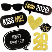 Accessori per cabina fotografica 26 pezzi - Set variegato - Decorazioni per la notte di San Silvestro - Accessori per festa - Inclusi occhiali e barbe per la fotocamera - Accessori per festa