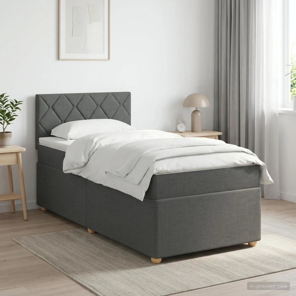Letto box spring con materasso Grigio Scuro 90 x 200 cm Tessuto 3450875