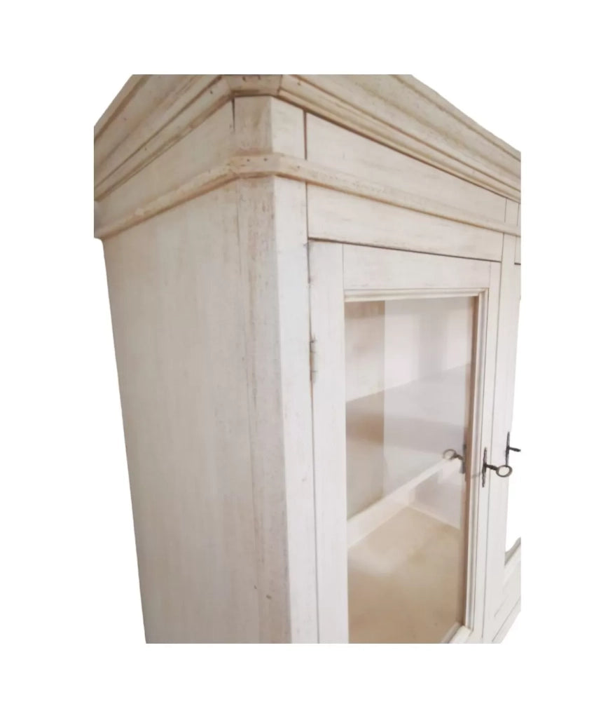 Cristalliera arte povera 4 porte legno shabby bianco anticato 196x43x208h - Mobili 2G