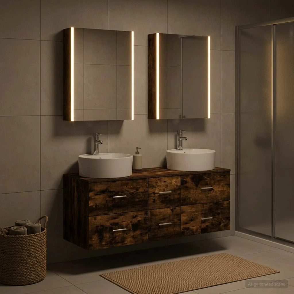 Set di mobili per il bagno 5 pcs Rovere Fumo 3406931
