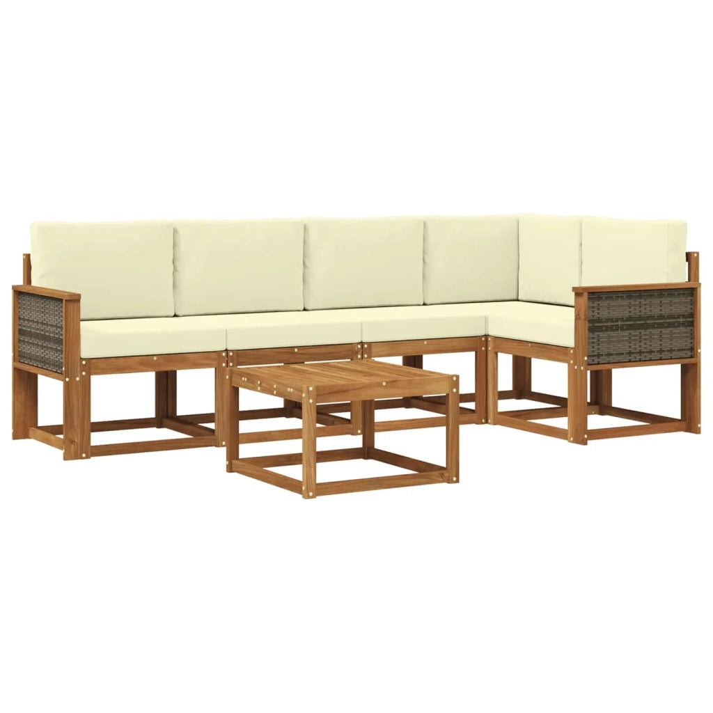 Set di divani da esterno con cuscino 6 pcs Naturale e Crema