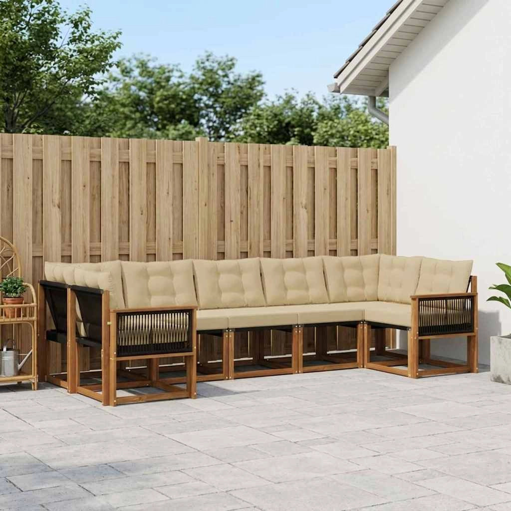 Set di divani da esterno 7 pz Naturale e Beige 3382193