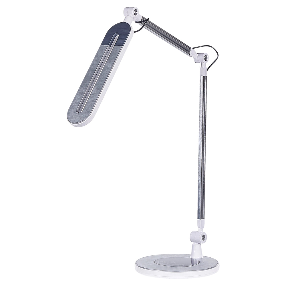 Lampada da tavolo color argento LED intensità variabile braccio regolabile stile moderno cameretta ufficio