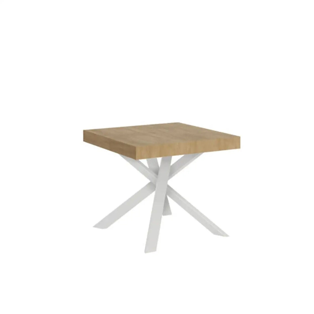 Tavolo allungabile 90/194x90 cm Clerk colore quercia natura gambe bianche