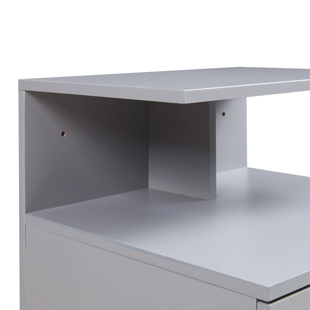 Comodino da Parete Amberg con Cassetto e Ripiani 40x35x31 cm - Grigio Chiaro [en.casa]
