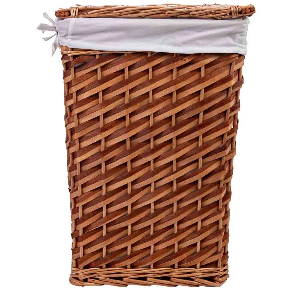 Set di 3 cestini in vimini marroni: L: 42x33x50 cm, M: 35x28x43 cm, S: 30x22x37 cm