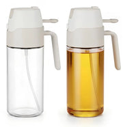 Sproeieraerator e olio per cucina, 2 in 1, 550 ml, flacone in vetro per uso in cucina per frittura ad aria, grilling, insalate