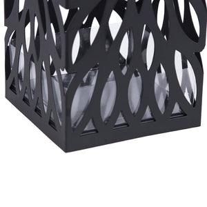 Portaombrelli quadrato in metallo con vassoio e gancio 49 cm nero 3512026