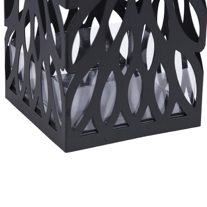 Portaombrelli quadrato in metallo con vassoio e gancio 49 cm nero 3512026