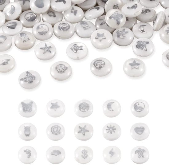 Decorazioni con conchiglie di madreperla naturale 60 pezzi, ronde, di acqua dolce, per decorazioni e gioielli fai da te - materiale di alta qualità, colore platino