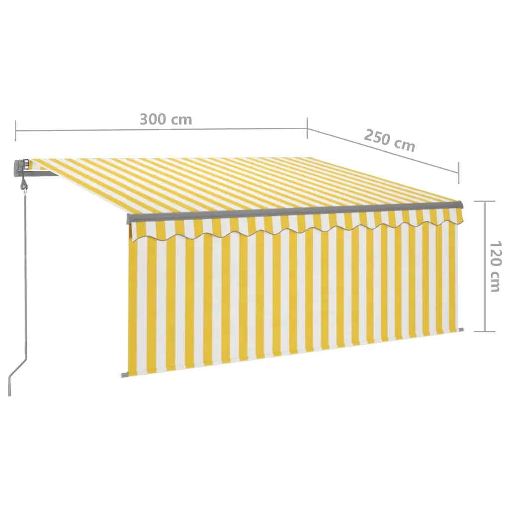 Tenda Sole Retrattile Automatica e Parasole 3x2,5mGialla Bianca 3069388