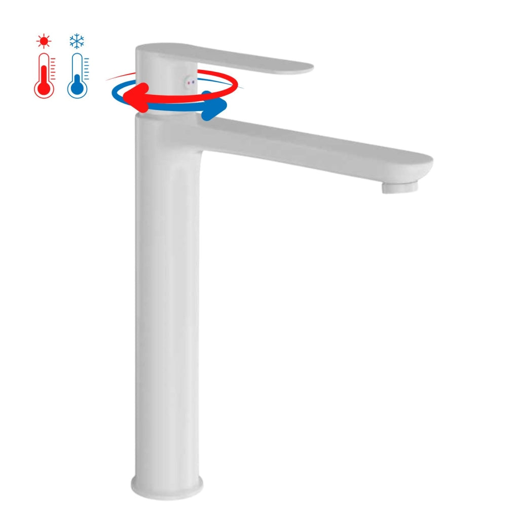 Rubinetto miscelatore lavabo bocca alta in ottone bianco opaco modello oceania *** confezione 1