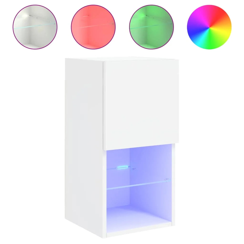 Mobile TV multimediale mensola TV credenza mobile TV per sala da pranzo soggiorno camera da letto con luci LED 2 pezzi 30,5 x 30 x 60 cm bianco 02_0028834