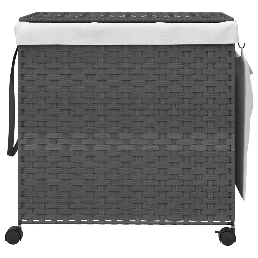 Cesto Portabiancheria con Ruote Grigio 60x35x60,5 cm Rattan 372041